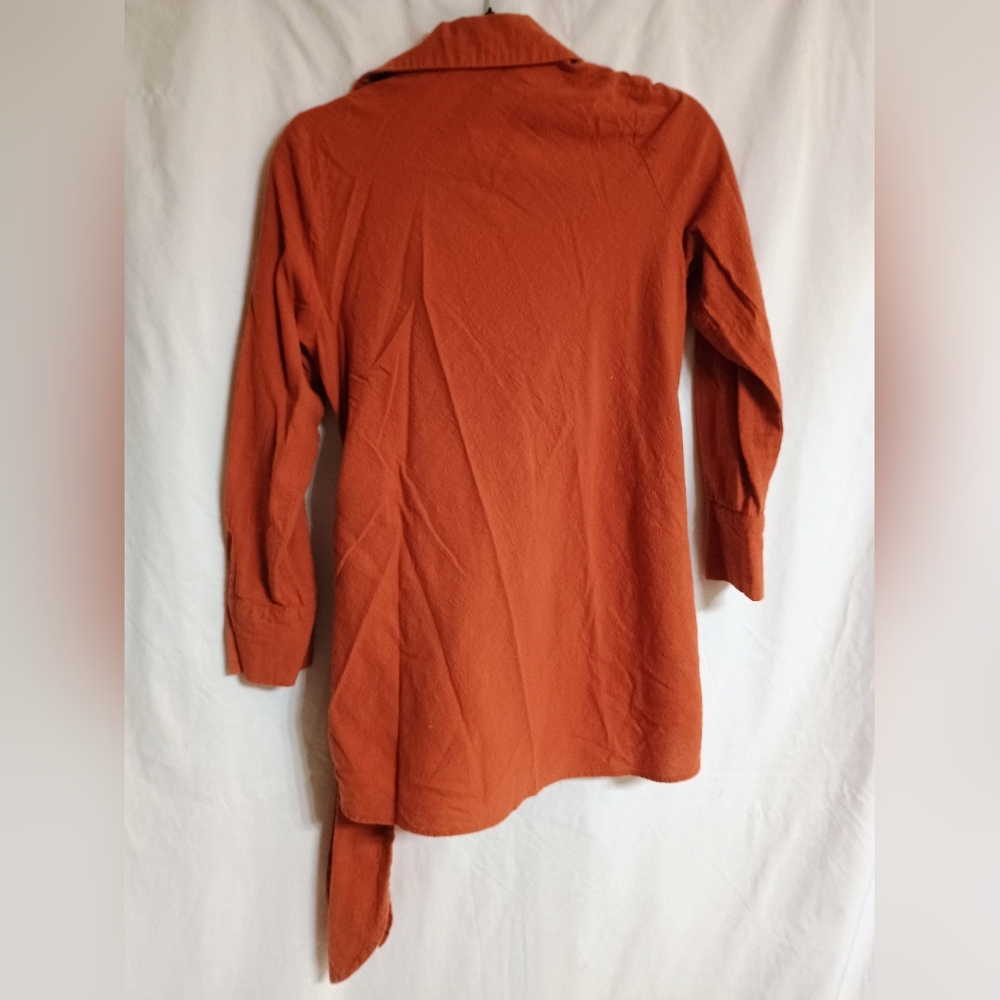 Chic Rust Wrap Blouse - Picture 2 of 7